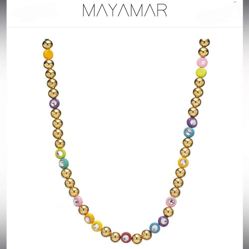 Mayamar 24k plant Gold Enamel Beaded Necklace